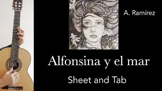 Alfonsina y el mar (A. Ramirez), Guitar arrangement, tutorial with sheet and tab