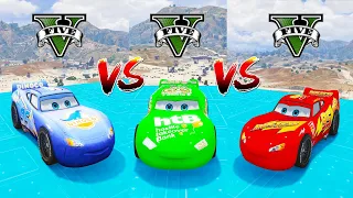 Rusteze McQueen Vs Dinoco McQueen Vs htB McQueen In GTA 5 Who Will Win The Challenges?