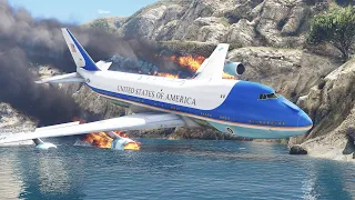 Air Force One Emergency Landing On Water With Exploded Engines | GTA 5