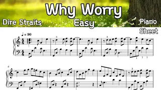 Why Worry  / Easy  Piano Sheet Music / Dire Straits /  Sangheart. Play