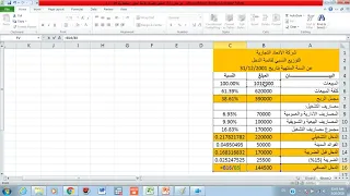 التحليل العمودي لقائمة الدخل باستخدام برنامج اكسل  (Vertical Analysis)