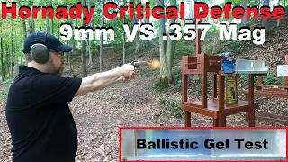 Hornady Critical Defense 9mm VS .357 Magnum Different Barrel Lengths Ballistic Test