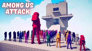 100x AMONG US UNIT + GIANT ATTACKING A TOWER | Totally Accurate Battle Simulator TABS