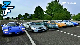 McLaren F1 GT vs Lambo Diablo GTR vs Bugatti EB110 vs R390 vs Merc CLK vs Porsche 911 GT1 | Forza 7