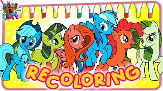 My Little Pony All Ponies COLORED GREEN RED AND BLUE Coloring Pages How To Color