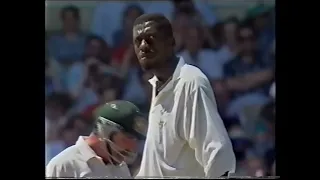 OUT or NOT OUT Curtly Ambrose fires a yorker at Steve Waugh   1993