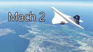 Concorde speed visualized at ground level (Mach 2)