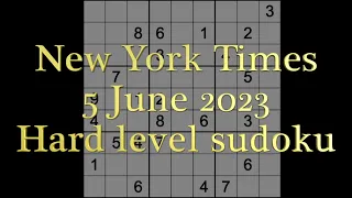 Sudoku solution – New York Times sudoku 5 June 2023 Hard level