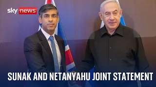Rishi Sunak and Benjamin Netanyahu deliver joint statement in Jerusalem