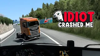 NOOBS on the road #21 - Idiot crashed me | Funny moments - ETS2 Multiplayer