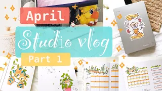 ✰ April Studio VLog ✰ (Part 1) bujo setup, unboxing, stationery shop, and more