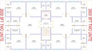 HOUSE PLAN DESIGN | EP 116 | 2600 SQUARE FEET TWO-UNIT HOUSE PLAN | LAYOUT PLAN