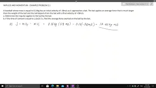 IMPULSE AND MOMENTUM - Example Problem 2.1