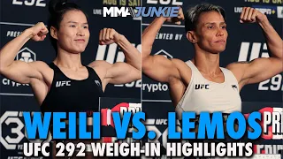 Zhang Weili, Amanda Lemos Make Weight For Title Fight | UFC 292 Weigh-In Highlights