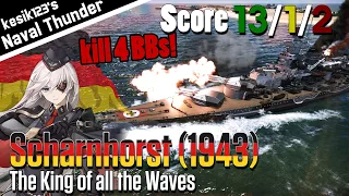 [War Thunder Naval] The King of all the Waves｜Scharnhorst (1943)：Scharnhorst Class Battleship｜2K QHD