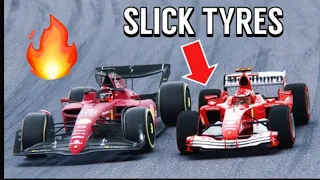 Ferrari F1 2004 with SLICK TYRES DESTROYS Ferrari F1 2022 at Suzuka GP