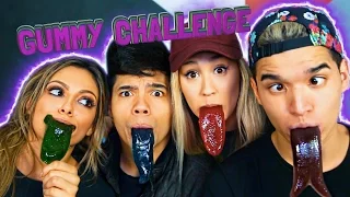 GUMMY TONGUE CHALLENGE! ft. LaurDIY D-Trix & Bethany Mota