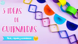 Como hacer Guirnaldas de papel 3 ideas ✨ - Fáciles, rápidas y económicas 🥳  |Partypop DIY🎉|