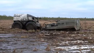 ГАЗ-71 и три ШЕРПа. Приключения на болоте.