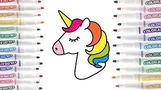 Unicorn 🦄 drawing and coloring for kids and toddler| Step by step drawing of unicorn |Unicorn face