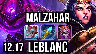 MALZAHAR vs LEBLANC (MID) | 1.6M mastery, 800+ games, 7/3/15 | EUW Diamond | 12.17