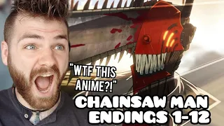 First Time Reacting to "CHAINSAW MAN Endings (1-12)" | Non Anime Fan!