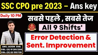 All Errors & Sentence Improvements | Asked in SSC CPO Pre 2023 | Ans key Solution | BY ANIL JADON