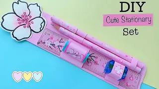 Diy cute stationery set at home /How to make cute stationery set /Paper craft /Diy school stationery