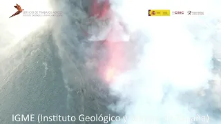 Detalle del cráter y la explosividad de la erupción Cumbre Vieja, La Palma.  (25/9/21) IGME-CSIC