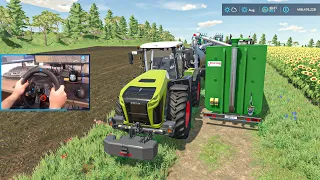 CLAAS XERION 5000-4000 in Action + Precision Farming | Farming Simulator 22 | Logitech g29 gameplay