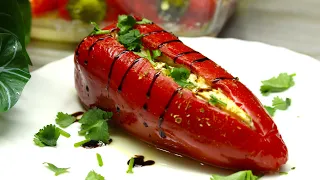 This Greek recipe drives everyone crazy! Stuffed Red Peppers with Feta Cheese!