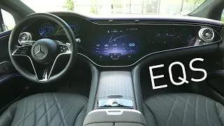 Mercedes EQS Full Interior Tour - Hyper Screen, Power Doors, Design, Colors, Comfort