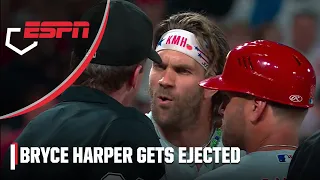 Bryce Harper ejected after throwing bat and helmet | MLB on ESPN