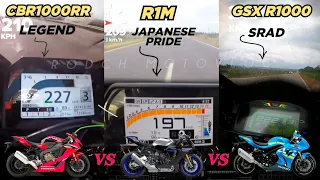 Honda CBR1000RR 🆚️ Yamaha R1M 🆚️ Suzuki GSX R1000 | Stock GPS Top Speed Attempt 🔥