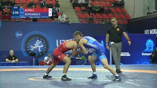 1/2 GR - 55 kg: Z. ALIYEV (AZE) v. E. SEFERSHAEV (RUS)