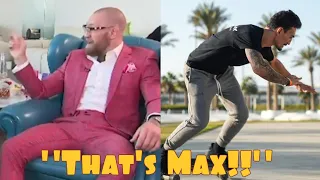 Conor Mcgregor sees Max Holloway riding a skateboard during interview !!!