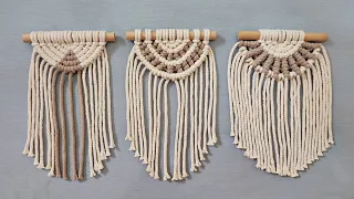 3 Mini Macrame Wall Hangings | Half Circle Pattern | Macrame Tutorial for Beginners