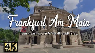 Walking in Frankfurt am Main, Germany From Taunusanlage to Willy-Brandt Platz - 4K 30fps - Summer