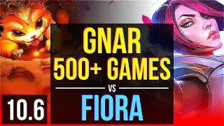 GNAR vs FIORA (TOP) | 1.1M mastery points, 3 early solo kills, 500+ games | EUW Master | v10.6