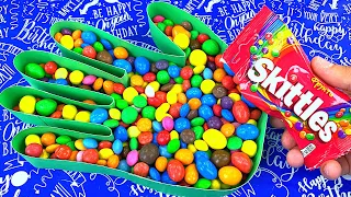 Satisfying Video ASMR l Mixing Rainbow Candy in Hand Bathtub with Magic Skittles Slime Balls Cutting