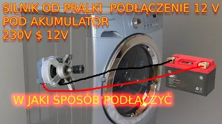 silnik od pralki podłączenie pod akumulator 12v