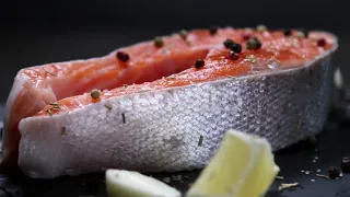 Grilled Salmon Steak with Spices, Garlic and Lemon. Dolly Video | Stock Footage - Envato elements