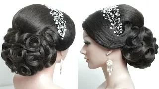 Bridal hairstyle for long hair tutorial. Prom updo step by step