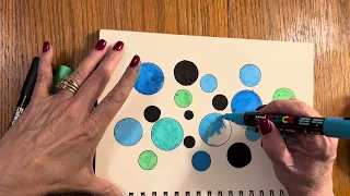 New sketch book and project with blue and green circles, join me!