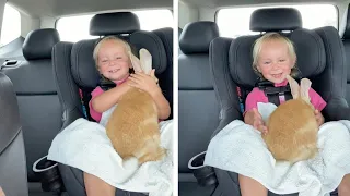 Little Girl Cries Happy Tears After Getting New Bunny