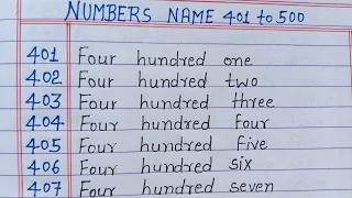 Numbers in words 401 to 500 // numbers name 401 to 500