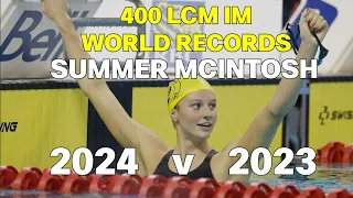 Summer McIntosh 400 IM LCM World Record Swim 4:24.38 - Full Race With Splits & 2023 WR Comparison