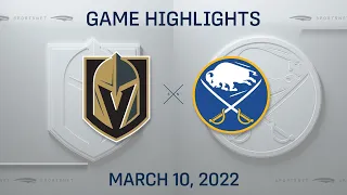 NHL Highlights | Golden Knights vs. Sabres - Mar 10, 2022