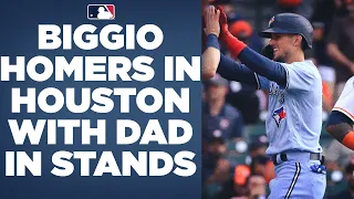 Cavan Biggio homers in Houston with dad, Craig (Astros Hall of Famer), in the stands!