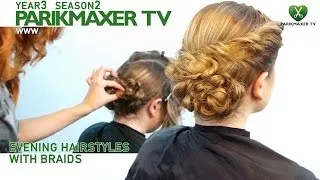 Прическа с плетением Evening hairstyle with braids. парикмахер тв parikmaxer.tv peluquería tv 剪髮